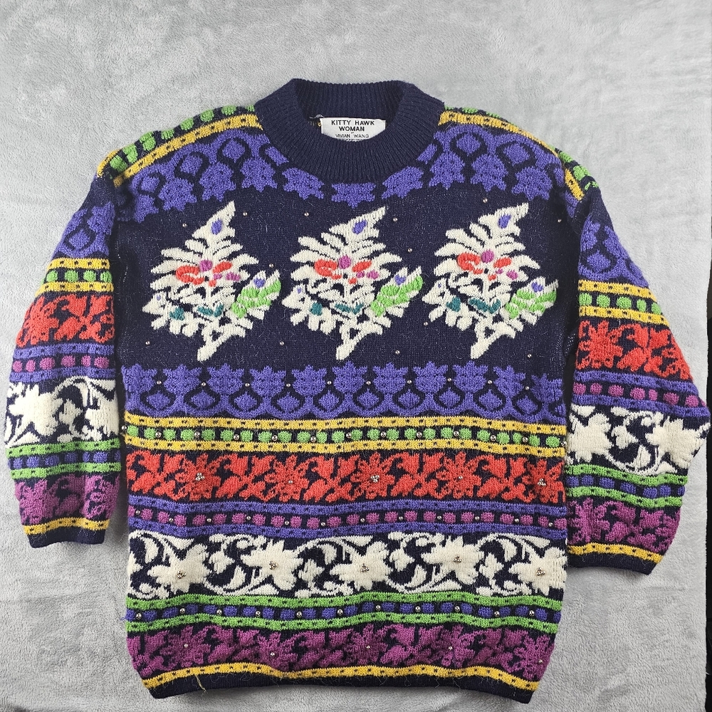 Kitty Hawk By Vivian Wang Vintage Sweater Multicolor Women's Size 2x Long Sleeve